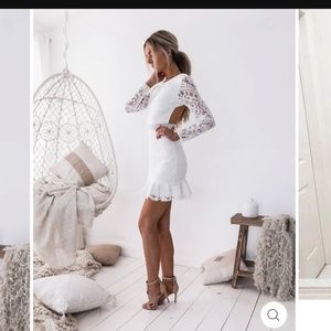 JAUS White lace short dress